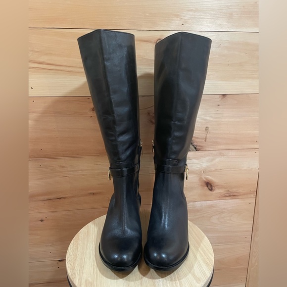 Michel Kors Black Leather Hamilton Riding Boots Size 9.5 - Picture 9 of 17